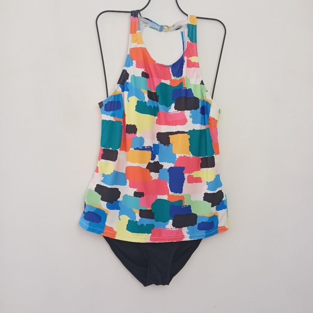 Holipink Swimwear  High Waist Two Pieces Backless Multicolored Size XL